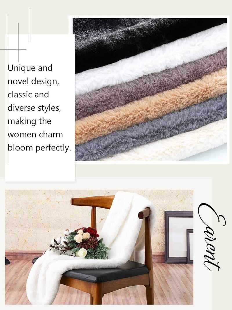 EARENT Women's Faux Fur Shawls and Wraps Bride Wedding Sleeveless 1920s Fur Scarfs Bridal Fur Stoles with Brooch Winter Fur Caplet for Brides and Bridesmaids (White) - Image 3